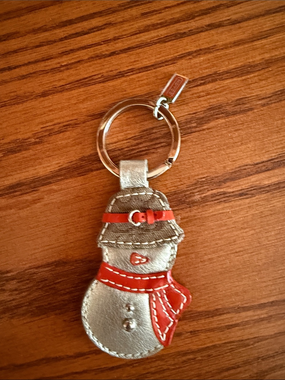 Coach Silver Snowman Leather Keychain